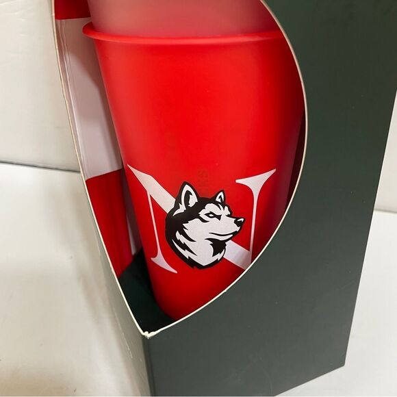 NEW WITH TAGS STARBUCKS NORTHEASTERN UNIVERSITY LOGO REUSABLE CUPS  SET OF‎ FIVE - Picture 3 of 5